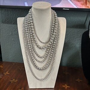 Elegant Silver Tone Multi Strand Necklace